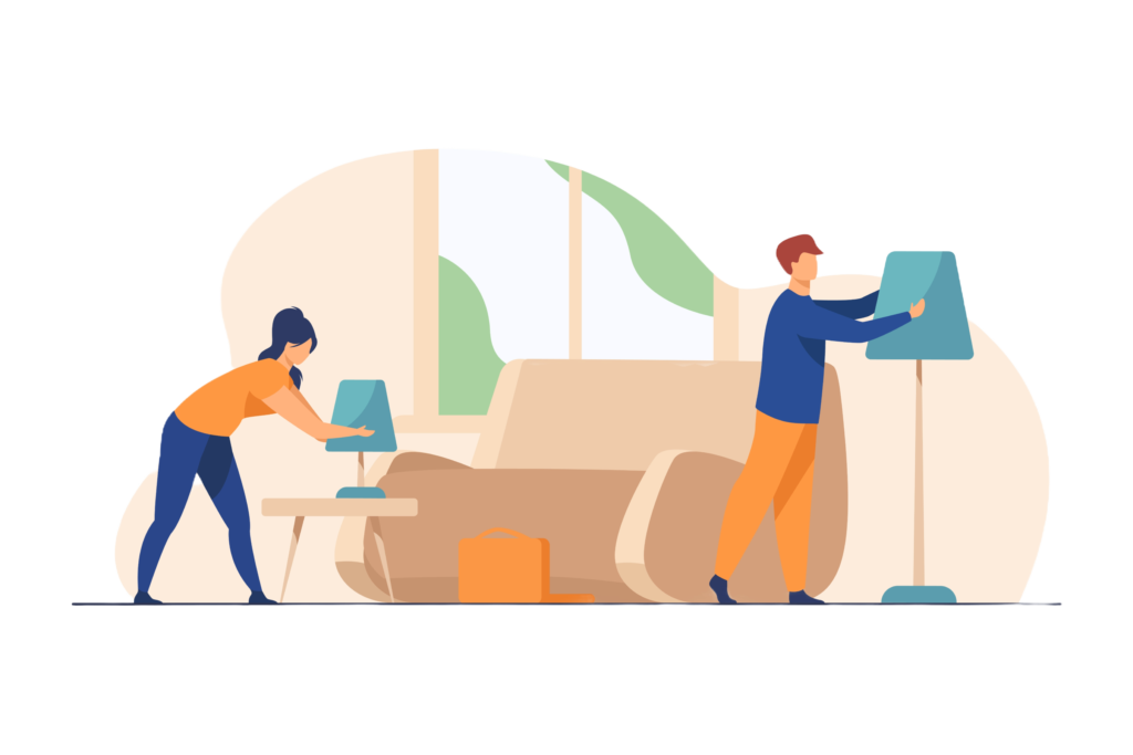 Living room cleaning illustration