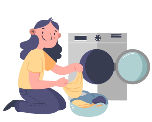 cleaning lady doing laundry illustration